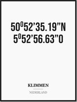Poster/kaart KLIMMEN met coördinaten