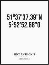 Poster/kaart SINT ANTHONIS met coördinaten