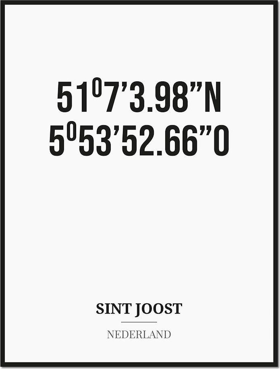 Poster/kaart SINT JOOST met coördinaten