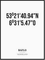 Poster/kaart BAFLO met coördinaten
