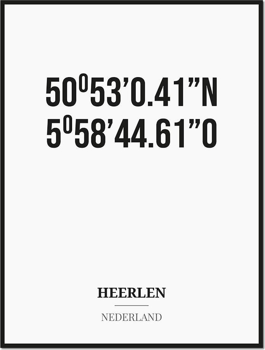 Poster/kaart HEERLEN met coördinaten
