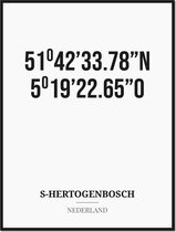 Poster/kaart S-HERTOGENBOSCH met coördinaten