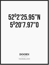 Poster/kaart DOORN met coördinaten