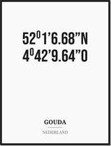Poster/kaart GOUDA met coördinaten