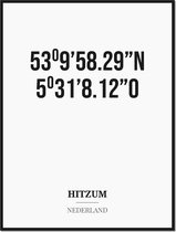 Poster/kaart HITZUM met coördinaten