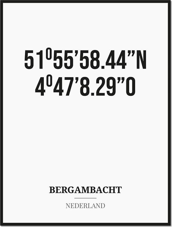 Poster/kaart BERGAMBACHT met coördinaten