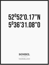 Poster/kaart SONDEL met coördinaten