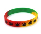 Rasta Wiet Armband - Reggae Weed - Rasta kleuren Siliconen - 20 cm - 1 stuks