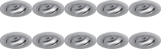 Spot Armatuur 10 Pack - Pragmi Alpin Pro - GU10 Inbouwspot - Rond - Zilver - Aluminium - Kantelbaar - Ø92mm