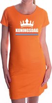 Koningsdag jurkje met witte kroon oranje voor dames - Oranje Koningsdag kleding L