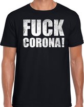 Fuck corona protest t-shirt zwart voor heren 2XL