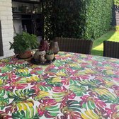 Tafelkleed deluxe katoen gecoat linnenlook bloem rood 1,5 meter