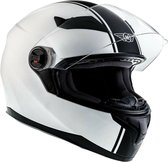 MOTO X87 Racing integraal helm scooterhelm, motorhelm met vizier Wit racing streep, M hoofdomtrek 57-58cm