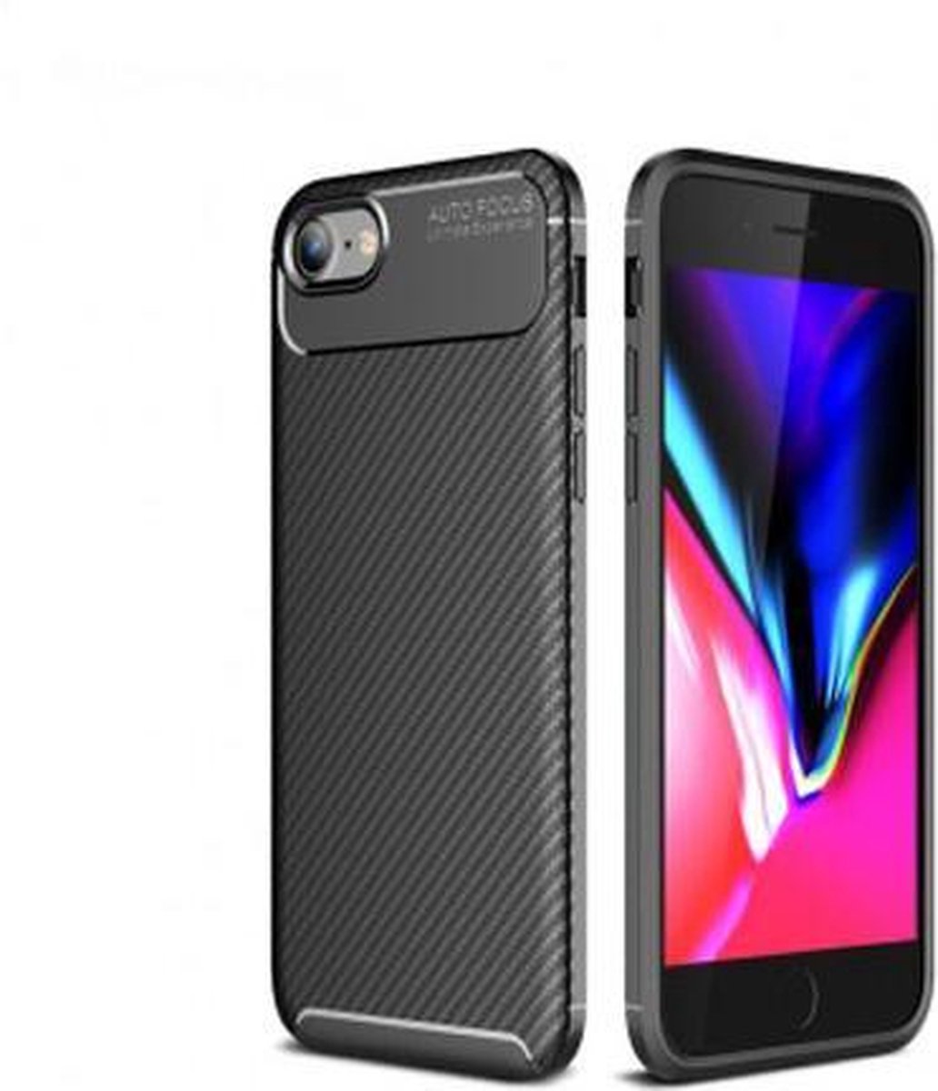 GSM-Basix Carbon Fiber TPU Case Hoesje voor Apple iPhone 7/8/SE (2020) Zwart