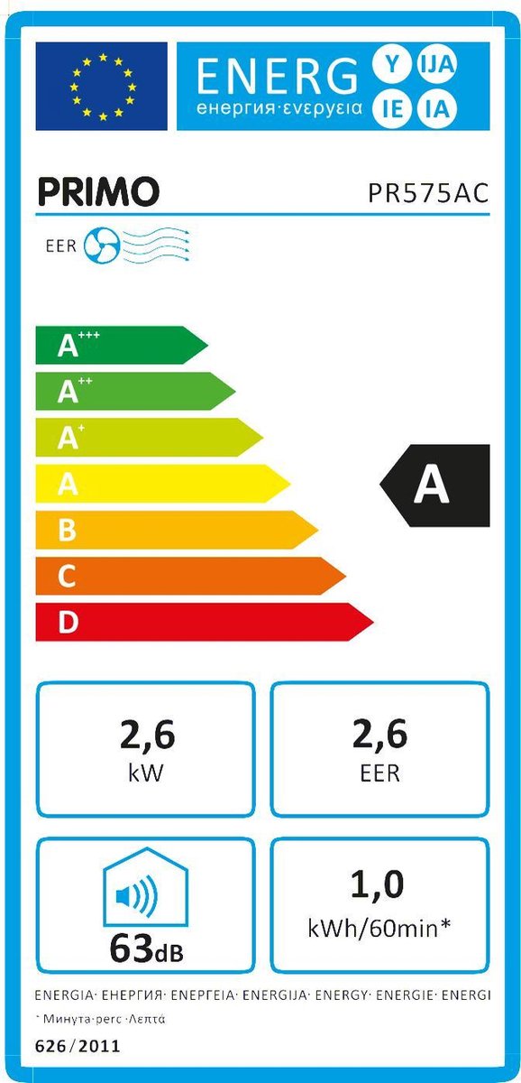 Afbeelding 2 van PRIMO PR575AC 3-in-1 Mobiele Airco - Ventilator -
