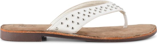 PS Poelman Dames Slippers met Studs - Nyx - Wit - Maat 41