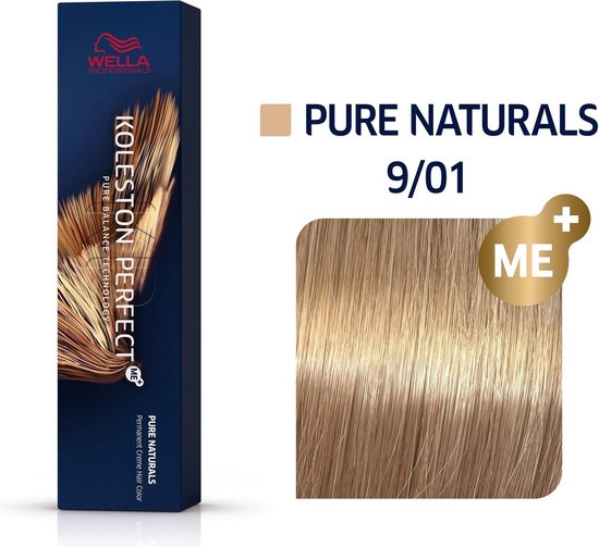 Wella Koleston Perfect Me+ Pure Naturals 9/01 Blond très Clair Naturel Cendré 60ml