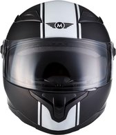 MOTO X87 Racing integraal helm scooterhelm, motorhelm met vizier, Mat Zwart Wit, S hoofdomtrek 55-56cm