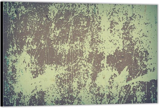 Dibond –Groen met Grijze Muur– 40x30 Foto op Aluminium (Wanddecoratie van metaal)