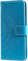 Bloemen Book Case - Samsung Galaxy A21s Hoesje - Blauw
