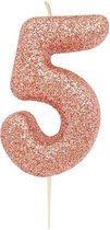 Glitter Kaars Rose Goud Nummer 5