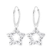 Joy|S - Zilveren ster bedel 11 mm oorbellen kristal oorringen