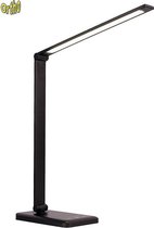 Ortho® - Bureaulamp - Bedlamp - Leeslamp - Nachtlamp - LED - Kleur licht, van Warm Wit tot Daglicht - Dimbaar - met USB oplaadpoort - Zwart