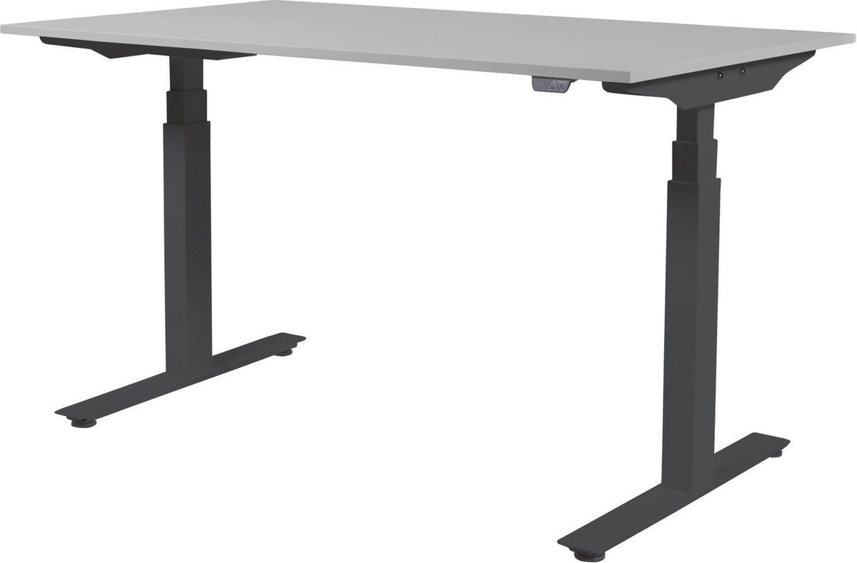 Zit Sta Bureau - Plus Elektrisch 160x80 grijs - zw frame