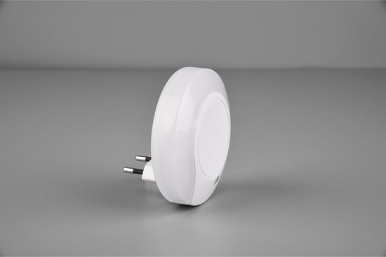 Stekkerlamp - Stekkerspot met Dag en Nacht Sensor Incl. Schakelaar - Trion Jiko - 0.4W - Warm Wit 3000K - Rond - Mat Wit - Kunststof - BES LED