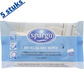 Spargo Glasreiniger -5 pakken -  Glazendoek -  Glasdoekjes - Glasdoeken  - vochtige doekjes - hygiënische doekjes - reinigingsdoekjes - reinigingsdoekjes schoonmaak - Schoonmaakdoekjes vochtig