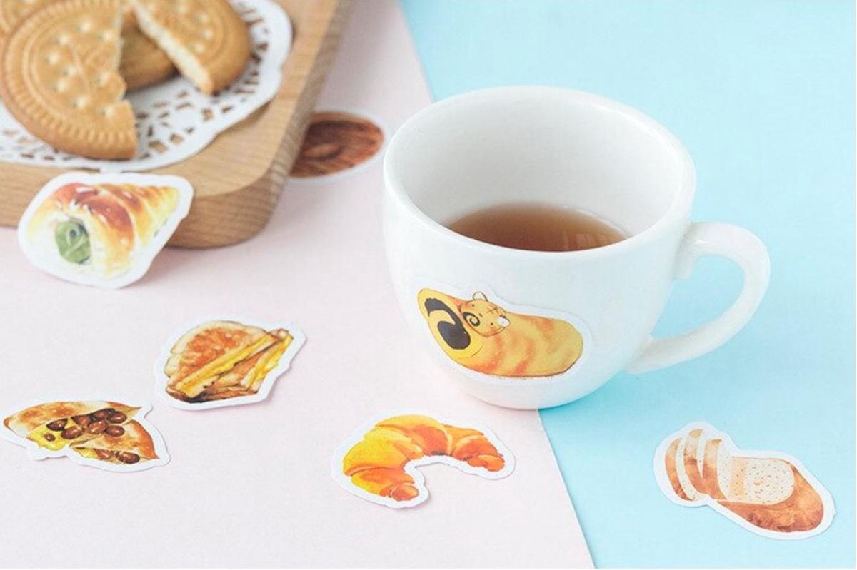 Bullet Journal Stickers - Planner Agenda Stickers - 46 Stuks - Brood - Snacks - Bakken - Ontbijt - Bakery - Scrapbook stickers - Laptop stickers - Telefoon stickers - Bujo stickers - Stickers volwassenen en kinderen