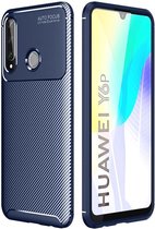 Huawei Y6p Hoesje Geborsteld Carbon Blauw