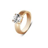 Silventi 943283552 60 Zilveren ring met witte zirkonia - rond - maat 60 - 6mm - Rosekleurig