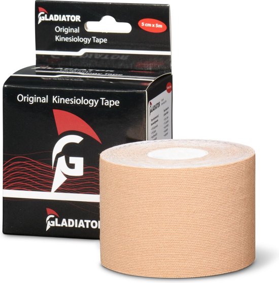 Gladiator Sports Kinesiotape - Kinesiologie tape - Bandage Tape - Hooikoortstape - Vermindert Hooikoorts Klachten - Per Rol - Beige - Gladiator Sports