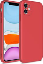 Smartphonica iPhone 11 siliconen hoesje met zachte binnenkant - Rood / Back Cover geschikt voor Apple iPhone 11