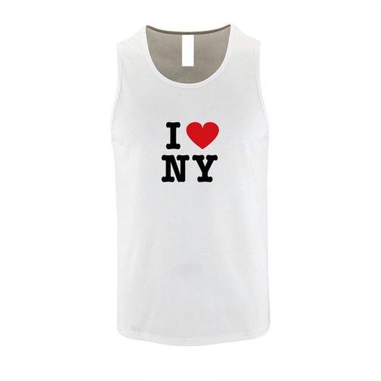 Witte Tanktop met print van 'I love (hart) New York ' size L