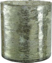 PTMD windlicht Jorrik theelicht - champagneglas in groen goud - maat L - 15 x 15 x 16 cm