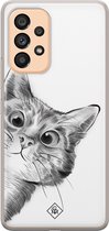 Casimoda® hoesje - Geschikt voor Samsung A53 - Peekaboo - Backcover - Siliconen/TPU - Wit