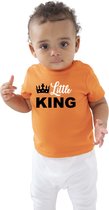 Little King t-shirt oranje voor baby - peuters / jongens - Koningsdag kleding / outfit 18-24 mnd