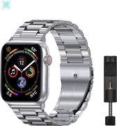 MY PROTECT® Luxe Metalen Armband Voor Apple Watch Series 1/2/3/4/5/6/7/SE 42/44/45mm Horloge Bandje - iWatch Schakel Polsband Strap RVS - Stainless Steel Watch Band - Zilver