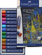 Faber-Castell oliepastelkrijt - 12 stuks assorti kleuren - Metallic - FC-127014