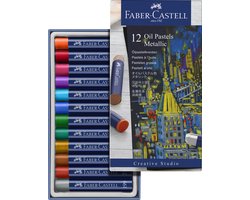 Faber-Castell oliepastelkrijt - 12 stuks assorti kleuren - Metallic - FC-127014