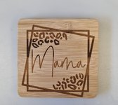 Bamboe Glazenonderzetters Mama - Panterprint Mama - Moederdag - cadeautje - set van 4 onderzetters