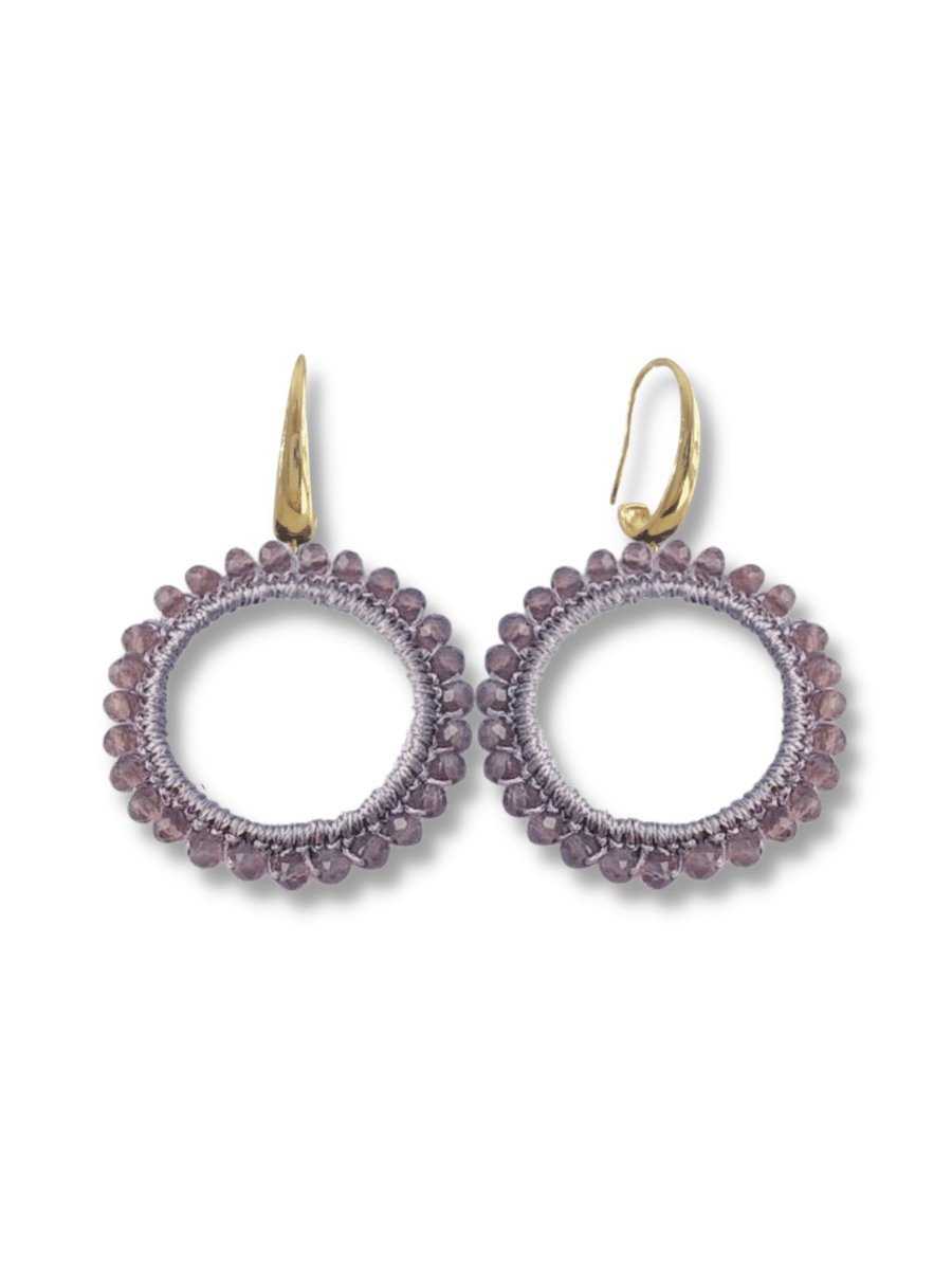 Zatthu Jewelry - N22SS428 - Inci oorbellen met paarse kraaltjes