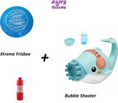 Happy trendz® - Dauphin - Machine à Bulle soufflante - Frisbee - 1 litre de mousse de savon - Blauw - Jouets d'été