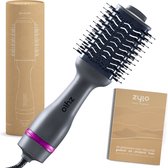 Zylo Fohnborstel - Haardroger en Föhn in één -  Keramische Magic Brush voor Lang/Kort/Stijl/Krullen - 1200W Grey/Pink