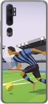 Geschikt voor Xiaomi Mi Note 10 Pro hoesje - Een illustratie van spelers die voetballen in een stadion - Jongetje - Meisjes - Kinderen - Siliconen Telefoonhoesje