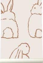Roomblush - Behang Bunnies - Beige - Vliesbehang - 200cm x 285cm