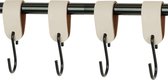 4x Leren S-haak hangers - Handles and more® | CREME - maat M (Leren S-haken - S haken - handdoekkaakje - kapstokhaak - ophanghaken)