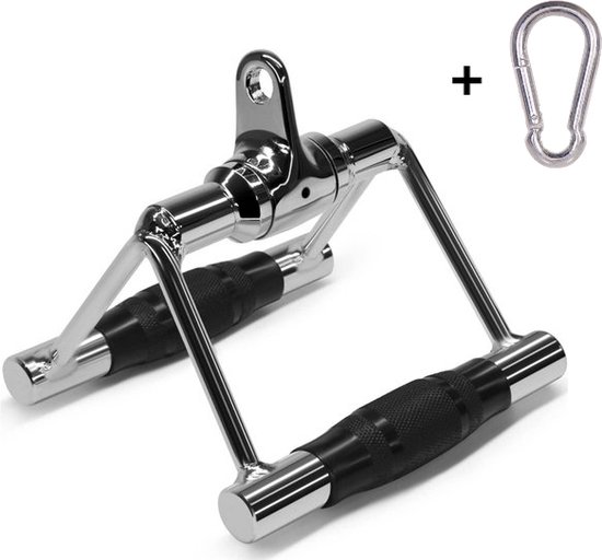 Foto: Cable row v grip attachment gratis karabijnhaak roeigreep anti slip pulley handle roei handvat fitness rug trainen bodybuilding 
